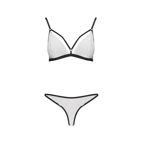 Комплект білизни Passion ORIHIME SET XXL/XXXL, white, стрепи, ліф і трусики EL16409 фото