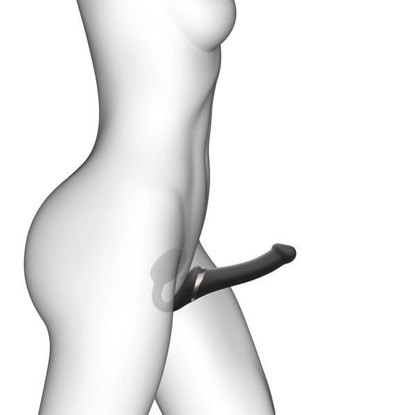 Strap-On-Me MULTI ORGASM Black S Adjustable Vibrating Strap-On with Vacuum Stimulation, Red