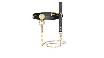 Розкішний нашийник з повідцем Zalo Collar & Leash Set Black, натуральна шкіра SO8228 фото