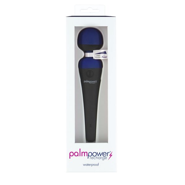 PalmPower Recharge Blue Vibrating Massager, Rechargeable, Flexible Head, Travel Lock