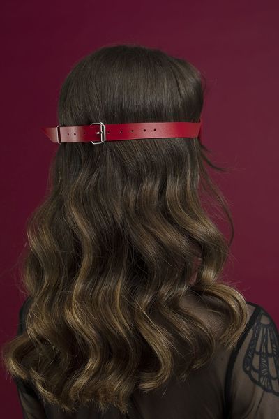 Feral Feelings Blindfold Mask, Genuine Leather, Red