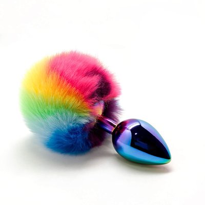 Anal plug Wooomy Filippi L, with fluffy tail, diameter 4 cm, length 9 cm.