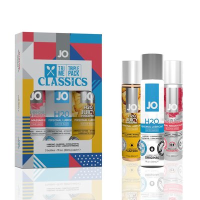 Набір JO Tri-Me Triple Pack — Classics (3×30 мл) водна, силіконова та смакова змазка SO2839 фото