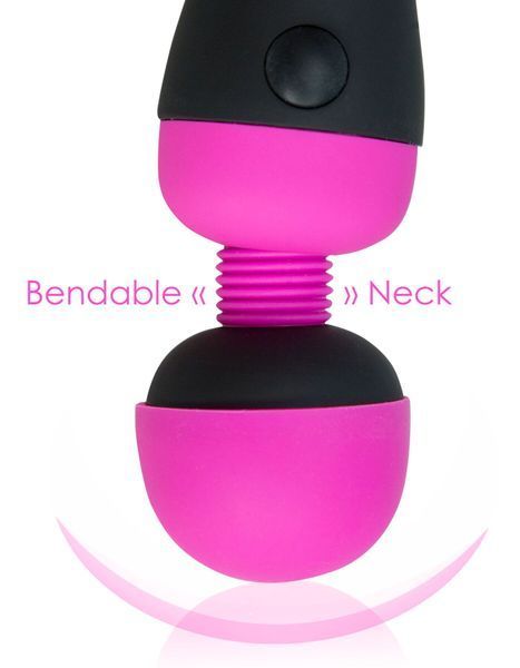PalmPower Recharge Pink Vibrating Massager, Rechargeable, Flexible Head, Travel Lock, Black