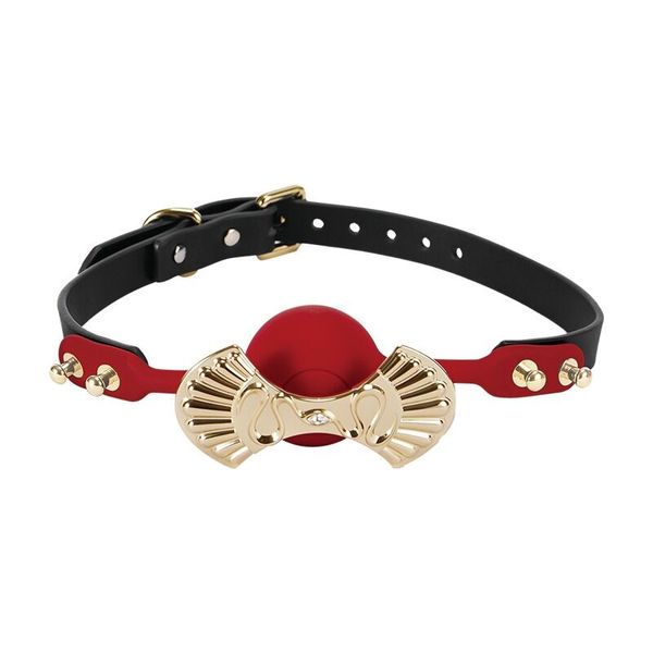 Zalo Silicone Ball Gag Red Luxury Silicone Ball Gag with Swarovski crystal, leather strap