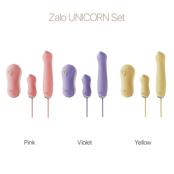 Zalo UNICORN Set Yellow 3-in-1 Set, Vibrating Egg, Pulsator, Clitoral Vacuum Stimulator