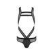 Men's erotic mesh bodysuit Passion 045 VICTOR XXL/XXXL Black, eco-leather, mesh