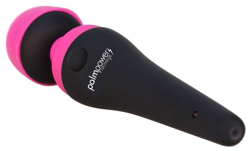 PalmPower Recharge Pink Vibrating Massager, Rechargeable, Flexible Head, Travel Lock, Black