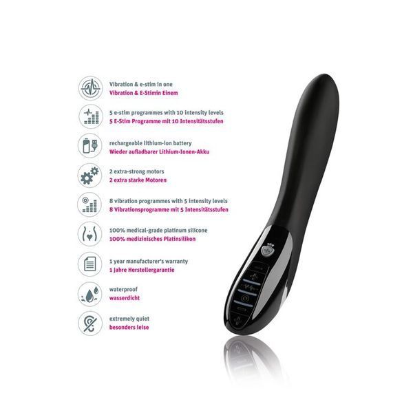 Mystim Electric Eric eStim Black Vibrator with Electrostimulation, Black