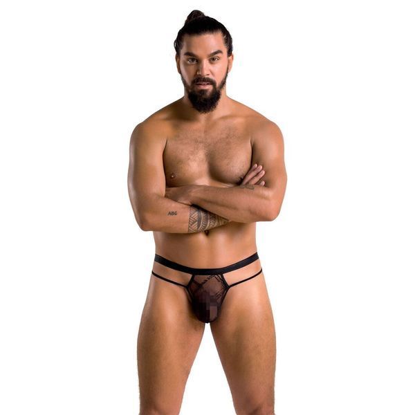 Мужские прозрачные стринги Passion 029 THONG COLLIN S/M Black, сетка SO7559 фото