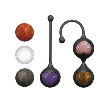 Вагінальні кульки Adrien Lastic Harmony Stones, напівдорогоцінне каміння, діаметр 3 см, 2 тримачі SX1272 фото