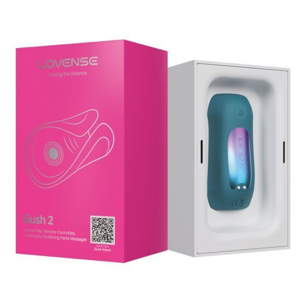 Lovense Gush 2 Smart Vibrating Masturbator with Oscillating Pad and Straps