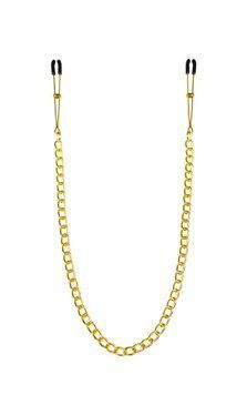 Feral Feelings Chain Thin Nipple Clamps, Gold/Black