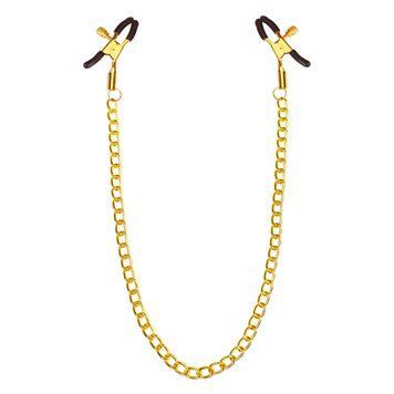 Feral Feelings Classic Nipple Clamps with Chain, Gold/Black