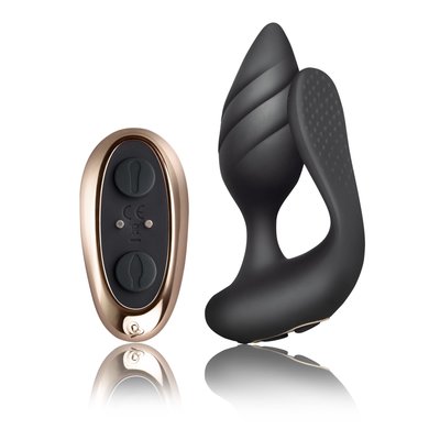 Anal-vaginal vibrator for couples Rocks Off Cocktail Black, remote control