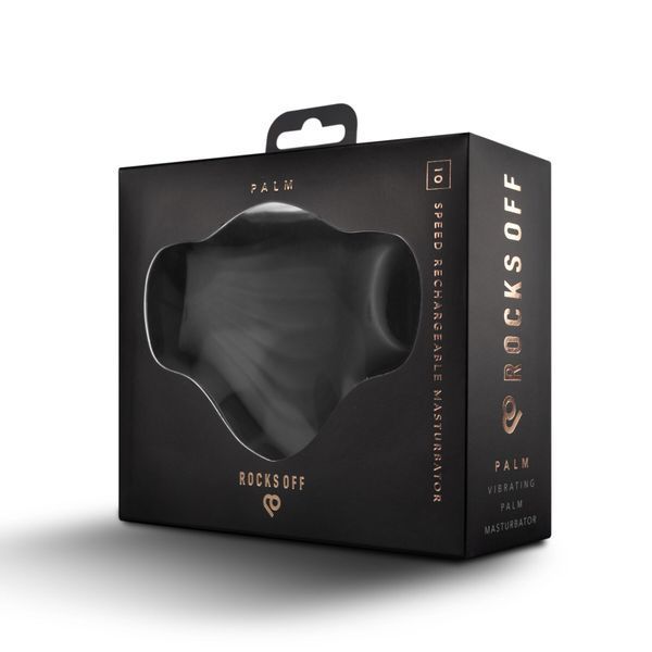 Rocks Off Palm Black Masturbator with Finger Loops and 10 Modes