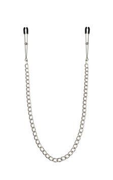 Feral Feelings Chain Thin Nipple Clamps, Silver/Black