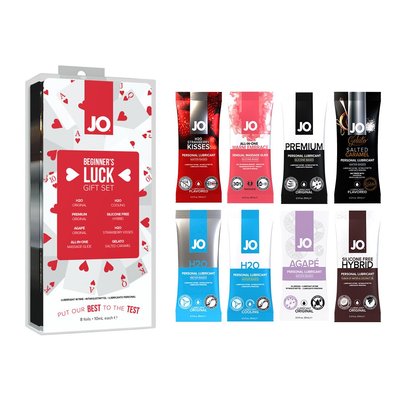 Set of 8 types of lubricants System JO Beginner’s Luck 10ml each, water-based, silicone-based, and hybrid