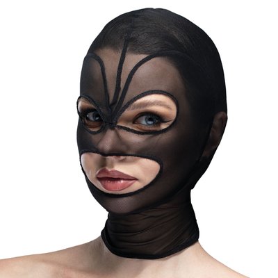 Heart-shaped mesh mask with open eyes and mouth Feral Feelings - Hearts Mask Black/Black