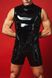 D&A Patent Leather Men's Bodysuit "Daring Joe" Black, XS/S, Open Buttocks, Convenient Zippers