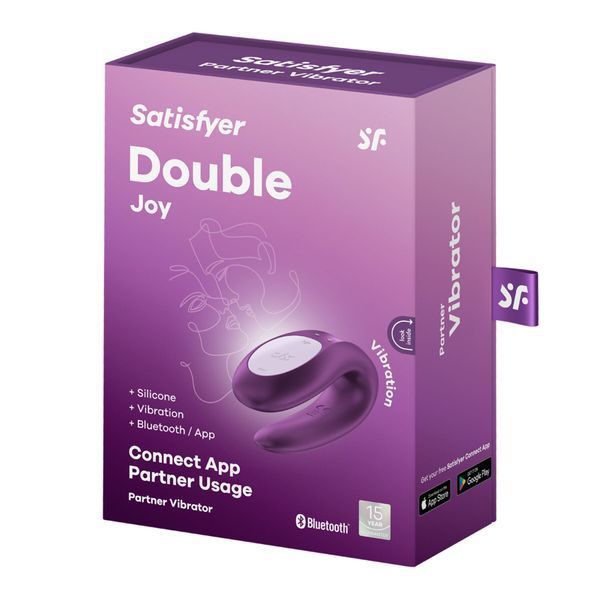Satisfyer Double Joy Violet Smart Couples Vibrator with Wide Clitoral Stimulator