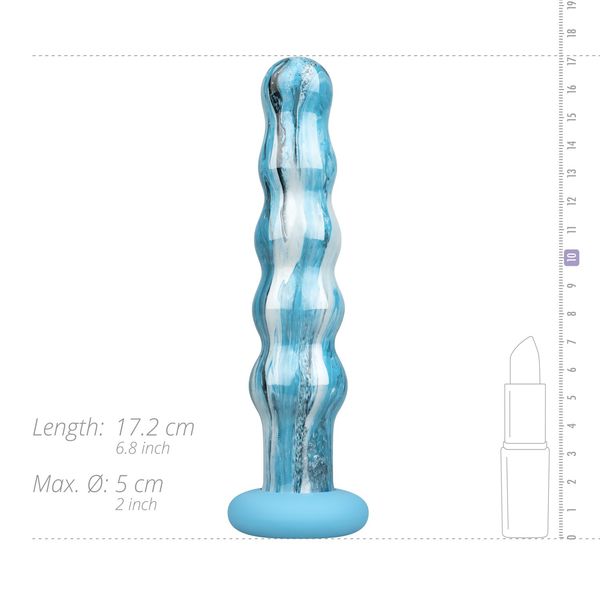 Gildo Ocean Flow Glass Dildo, Large Beads, Silicone Base