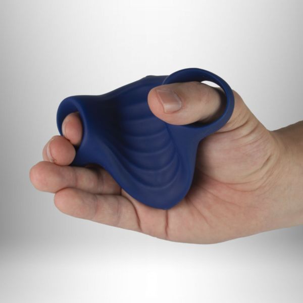 Rocks Off Palm Blue Masturbator with Finger Loops and 10 Modes