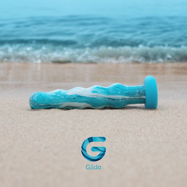 Gildo Ocean Flow Glass Dildo, Large Beads, Silicone Base