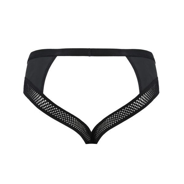 Мужские трусы с цепочкой Passion 030 SLIP TOM XXL/XXXL Black, экокожа, открытые ягодицы SO7563 фото
