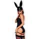 Erotic rabbit costume Obsessive Bunny costume L/XL, black, bodysuit, choker, garters, stockings, mask