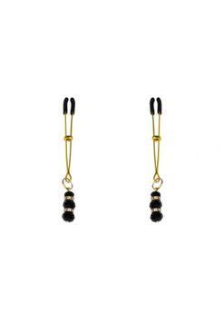 Feral Feelings Thin Nipple Clamps with Pendant, Gold/Black
