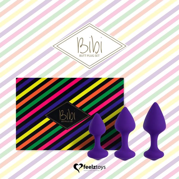 Silicone anal plug set FeelzToys Bibi Butt Plug Set 3 pcs Purple