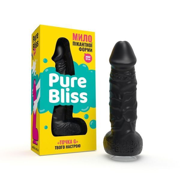 Мило у формі пеніса Pure Bliss MINI Black, крафтове мило-член, натуральне SO6352 фото