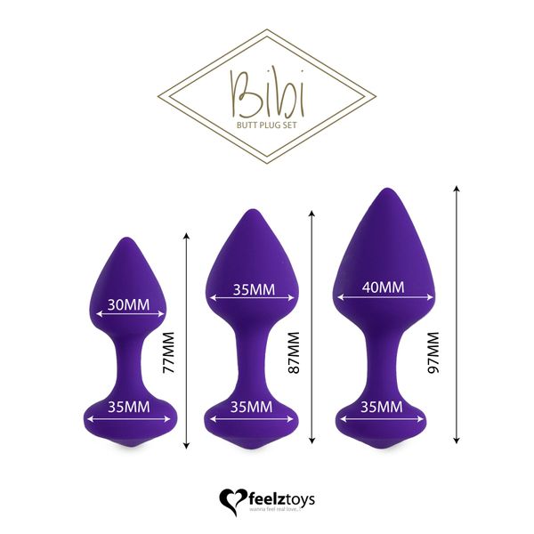 Silicone anal plug set FeelzToys Bibi Butt Plug Set 3 pcs Purple