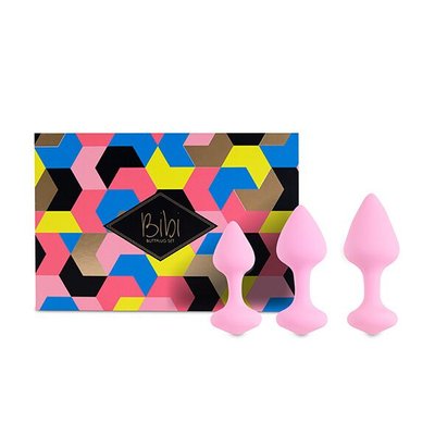 Набір силіконових анальних пробок FeelzToys - Bibi Butt Plug Set 3 pcs Pink SO4576 фото