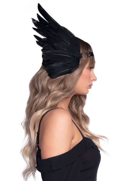 Leg Avenue Feather Headband Black, feathers and genuine leather