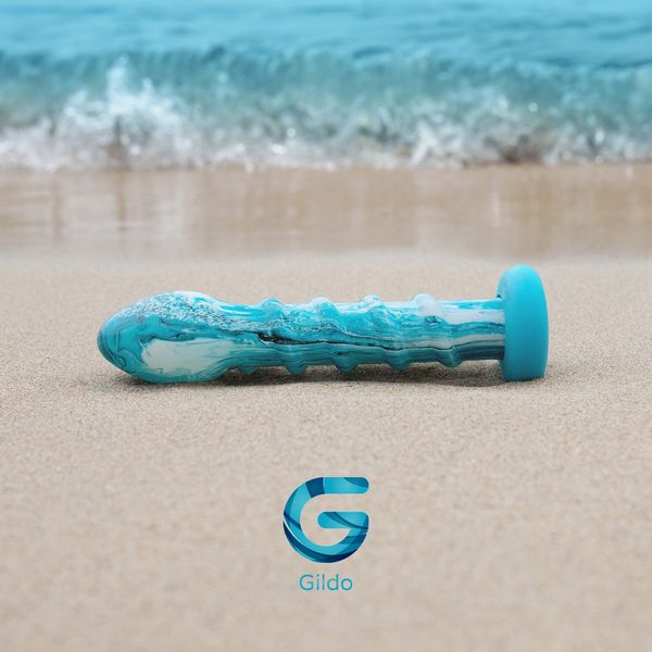 Скляний дилдо Gildo Ocean Wave, з силіконовою основою SO8894 фото