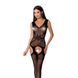 Mesh bodystocking Passion BS062 One Size, Black, jumpsuit, stocking imitation, open crotch