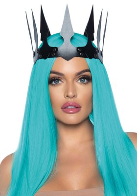 Корона злой королевы Leg Avenue Faux leather spiked crown, искусственная кожа, заклепки SO7950 фото