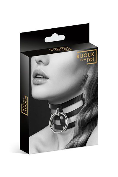 Bijoux Pour Toi triple choker with leash ring - FETISH, eco-leather