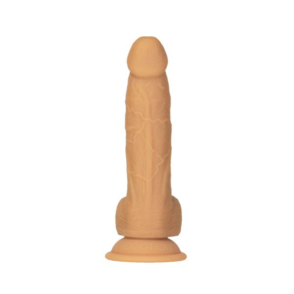 Фалоімітатор ADDICTION Dual Density Silicone Dildo Caramel 8″, присоска, діаметр 4,3 см, віброкуля в SO8243 фото