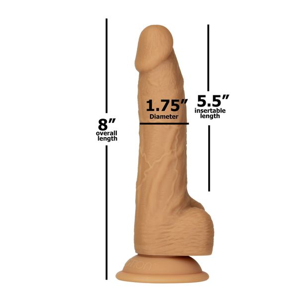 Фалоімітатор ADDICTION Dual Density Silicone Dildo Caramel 8″, присоска, діаметр 4,3 см, віброкуля в SO8243 фото