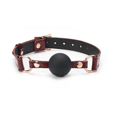 Силіконовий кляп Liebe Seele Wine Red Ball Gag, діаметр кульки 4,3 см, ремінь із натуральної шкіри SO9450 фото