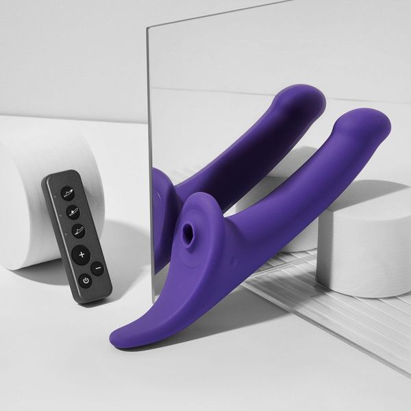 Вибронасадка для страпона с вакуумной стимуляцией Strap-On-Me Multi Orgasm Dildo M Purple SX4033 фото
