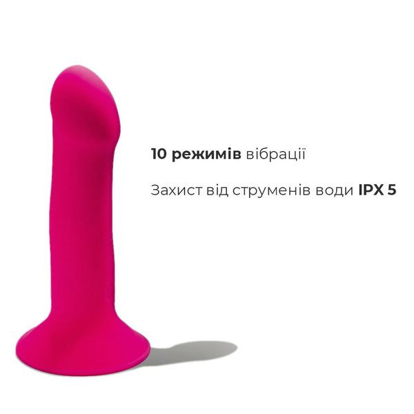 Vibrating dildo Adrien Lastic Hitsens 2 Pink, great for strapon, max diameter 4cm, length 17.2cm