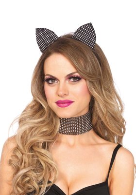 Leg Avenue Cat Ear Headband & Choker Set, wide choker and ears