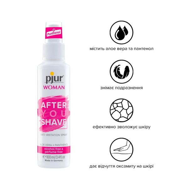 pjur Woman Aftershave Spray 100 ml with Aloe Vera and Panthenol, non-drying, no burning