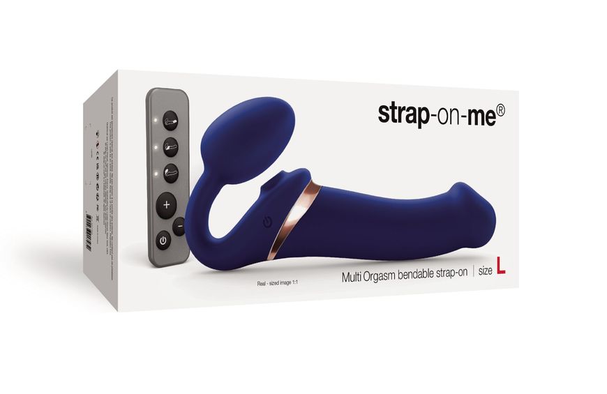 Strap-On-Me MULTI ORGASM Blue L Strapless Strap-On with Vacuum Stimulation, Adjustable