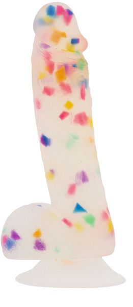 Confetti dildo ADDICTION - PARTY MARTY 7.5″ - FROST & CONFETTI, 19 cm, silicone