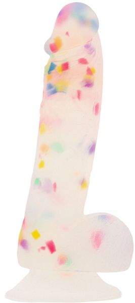 Confetti dildo ADDICTION - PARTY MARTY 7.5″ - FROST & CONFETTI, 19 cm, silicone